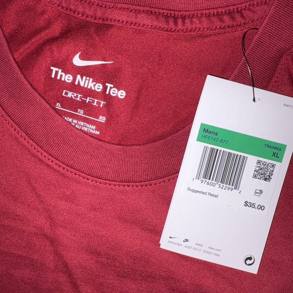 Nike Men's Red Tee with White Logo - Picture 3 of 3